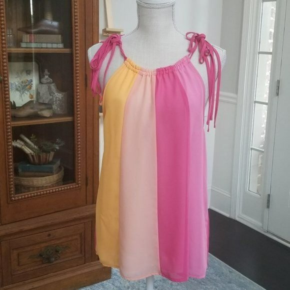 Soho Tops - Soho Color Blocked Ties at Shoulder Top Large